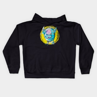 one eye blue monster Kids Hoodie